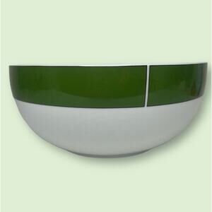 Block Ionia Greece Kaleidoscope Wide Green Stripe on White Serving Bowl 8 3/4"